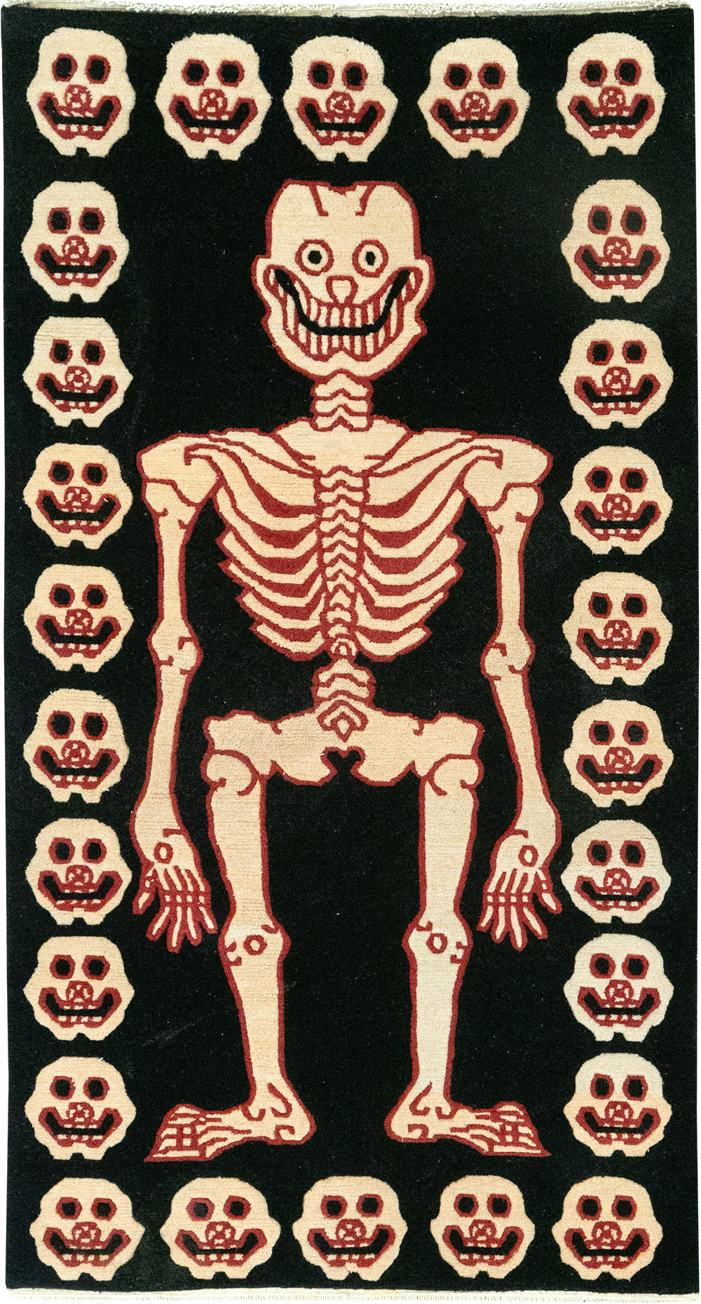 Vintage Tibetan Pictorial Throw Rug, No.33021 - Gsblank