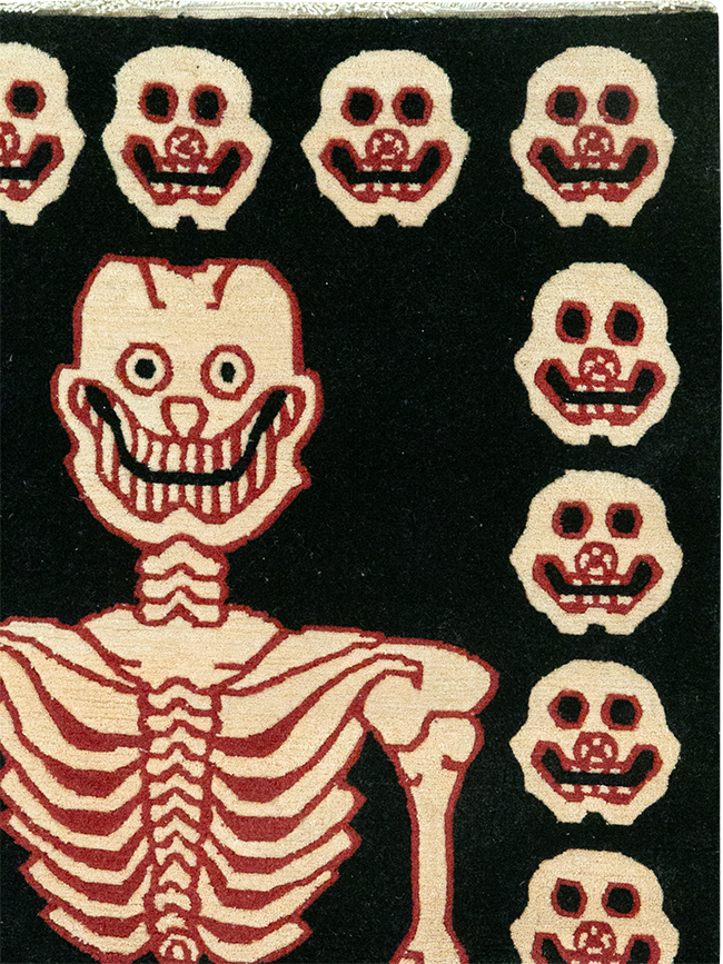 Vintage Tibetan Pictorial Throw Rug, No.33021 - Gsblank