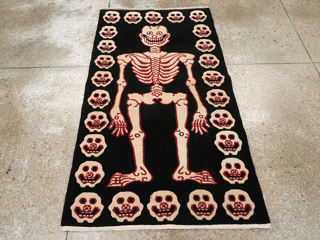 Vintage Tibetan Pictorial Throw Rug, No.33021 - Gsblank