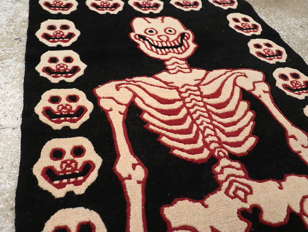 Vintage Tibetan Pictorial Throw Rug, No.33021 - Gsblank