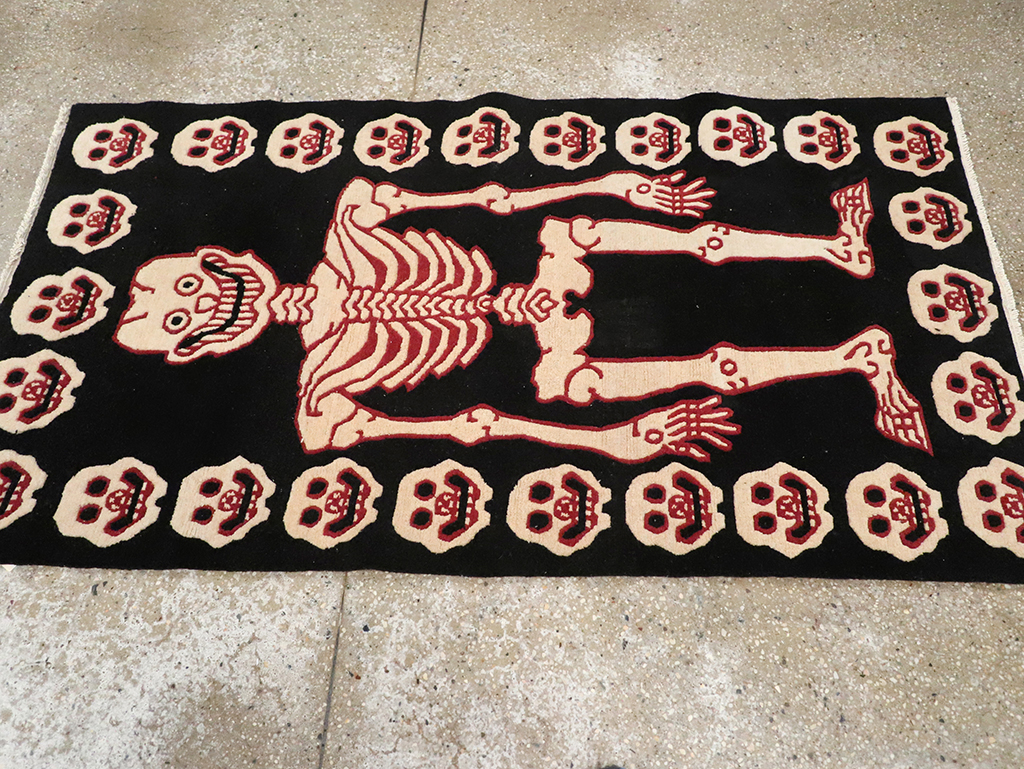 Vintage Tibetan Pictorial Throw Rug, No.33021 - Gsblank