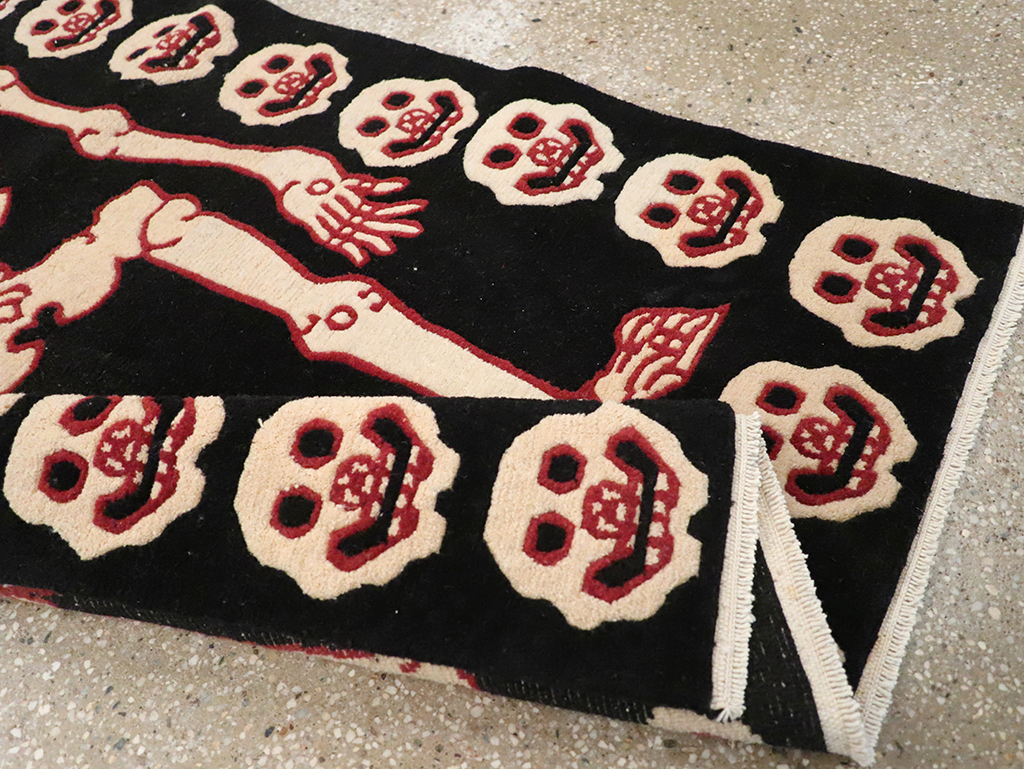 Vintage Tibetan Pictorial Throw Rug, No.33021 - Gsblank