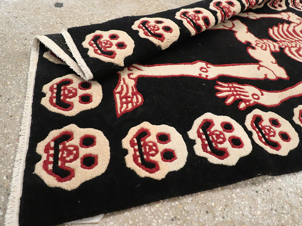 Vintage Tibetan Pictorial Throw Rug, No.33021 - Gsblank