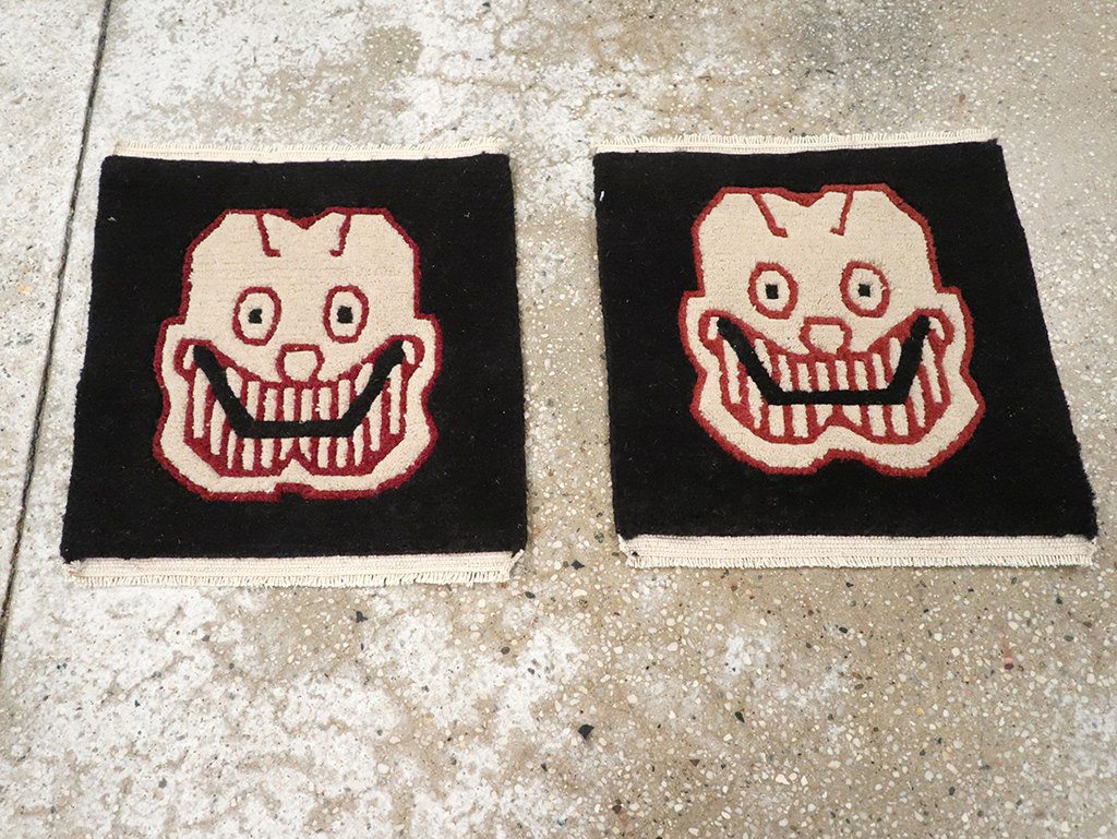 Vintage Tibetan Pictorial Rug (Pair: 1 of 2), No.33022 - Gsblank