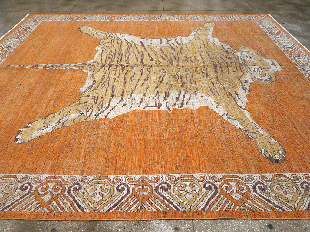 Modern East Turkestan Khotan Pictorial Large Room Size Carpet, No.33023 - Gsblank