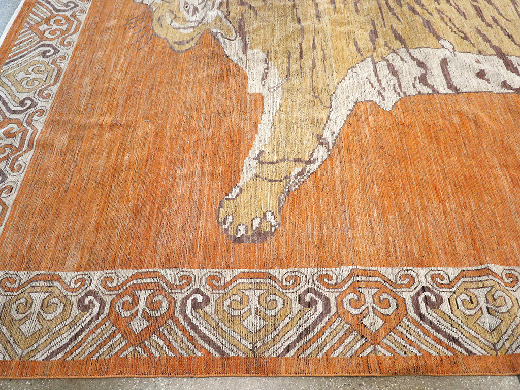 Modern East Turkestan Khotan Pictorial Large Room Size Carpet, No.33023 - Gsblank