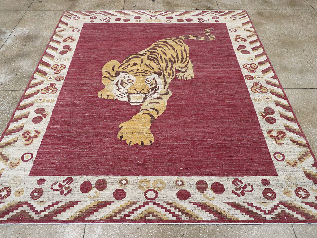 Modern East Turkestan Khotan Pictorial Room Size Carpet, No.33027 - Gsblank