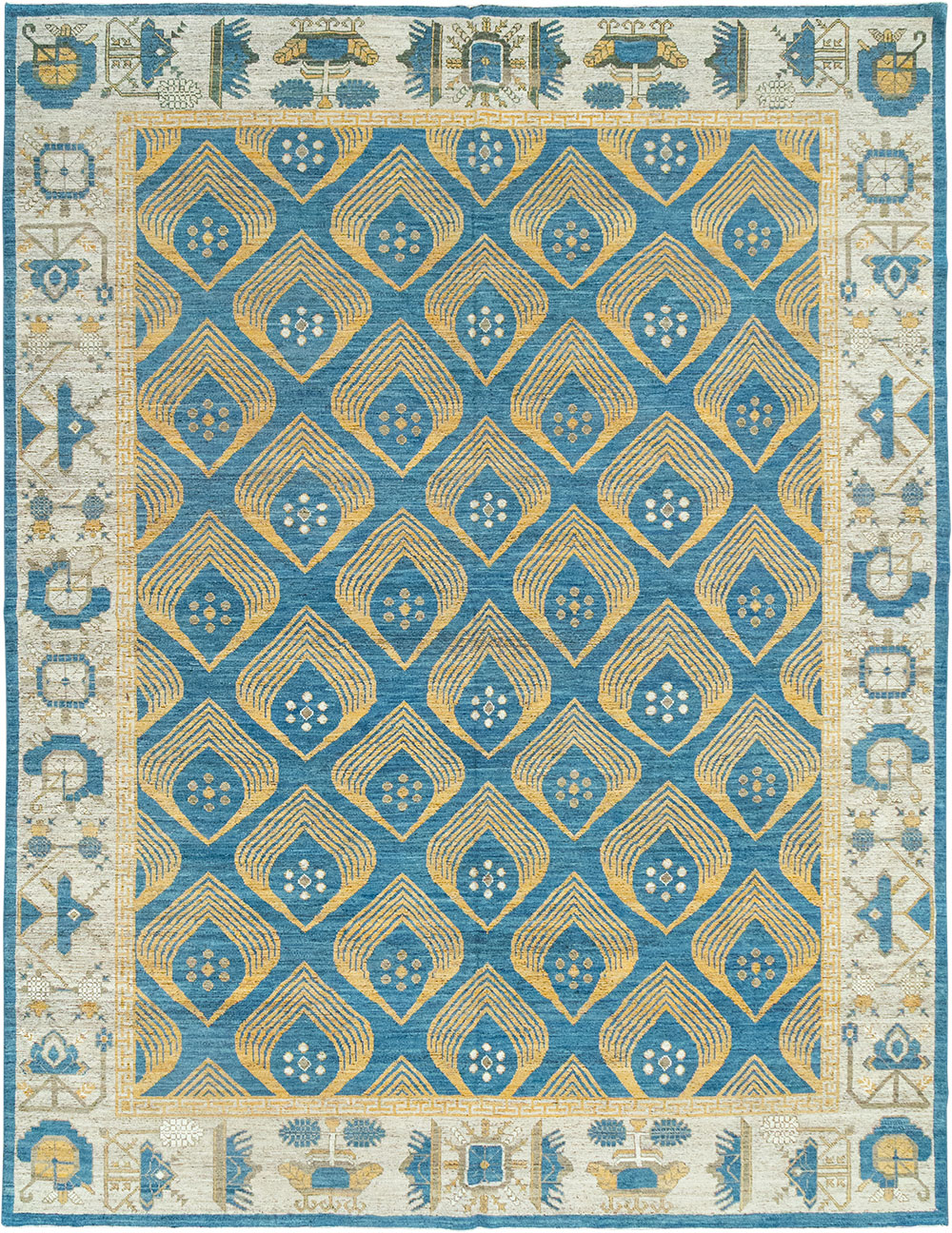 Modern East Turkestan Khotan Room Size Carpet, No.33028 - Gsblank