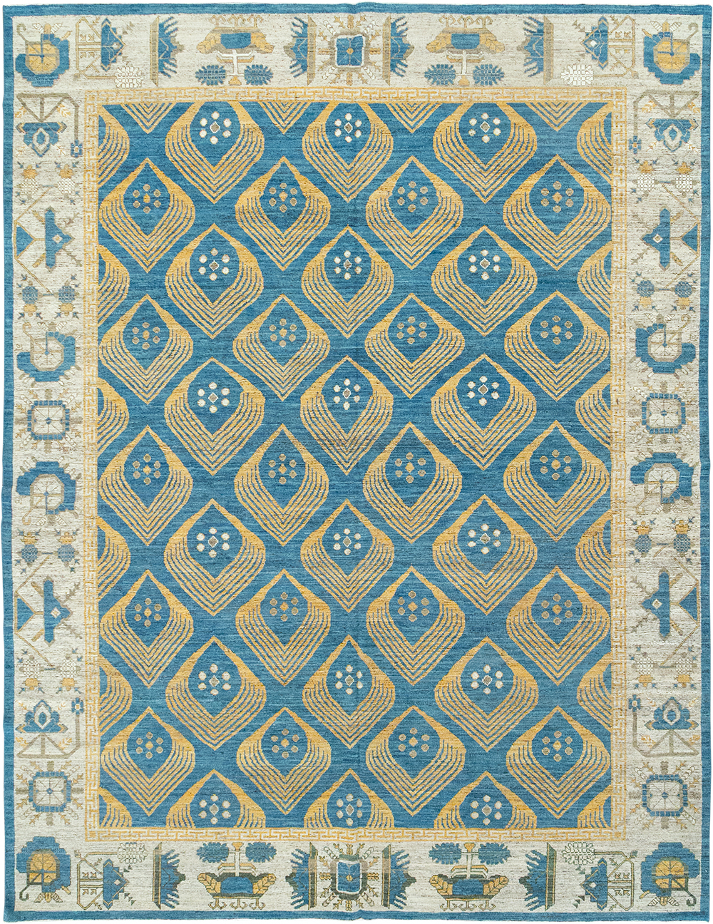 Modern East Turkestan Khotan Room Size Carpet, No.33028 - Gsblank