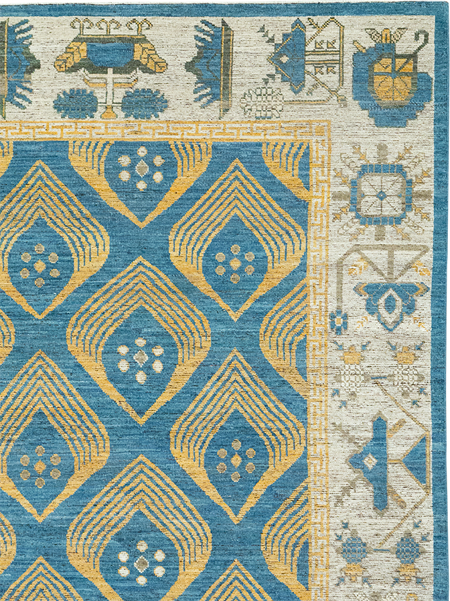 Modern East Turkestan Khotan Room Size Carpet, No.33028 - Gsblank
