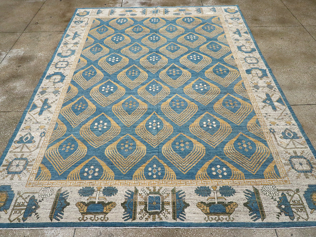 Modern East Turkestan Khotan Room Size Carpet, No.33028 - Gsblank