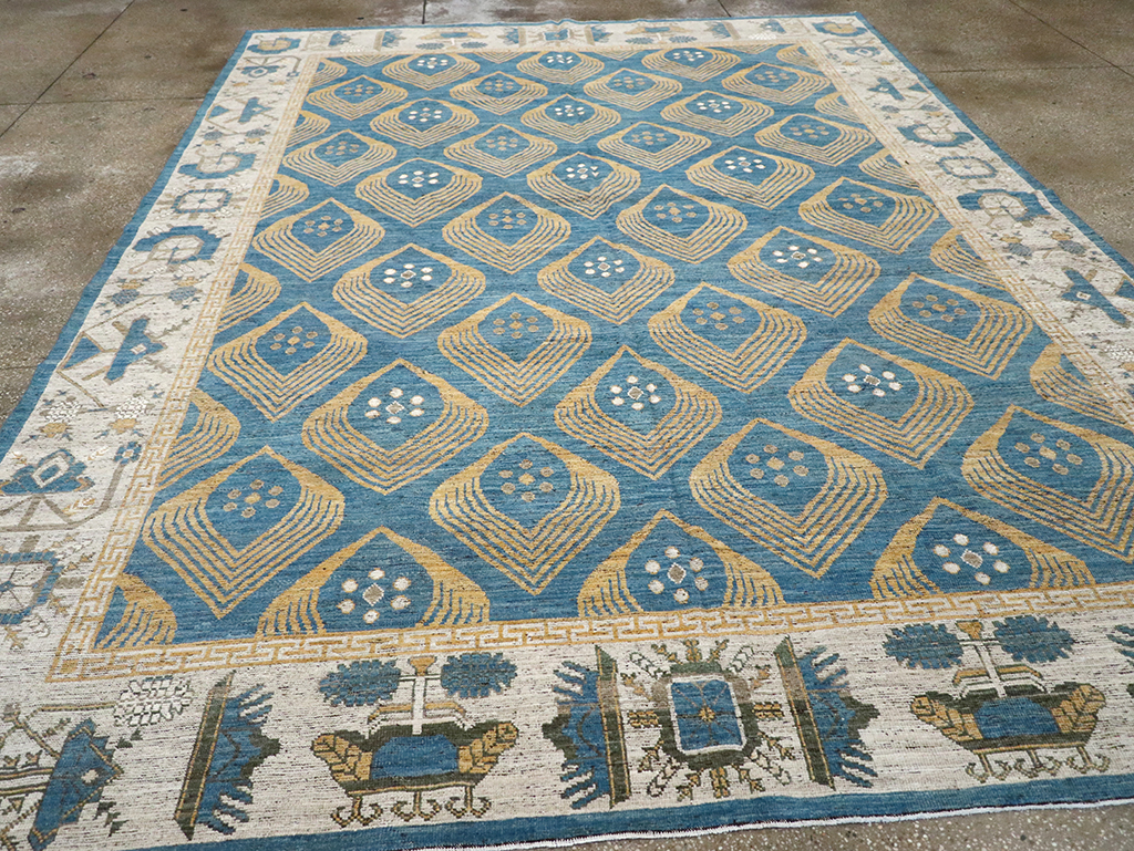 Modern East Turkestan Khotan Room Size Carpet, No.33028 - Gsblank