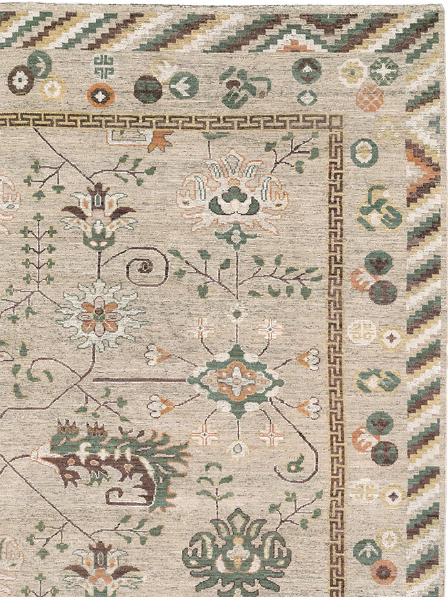 Modern East Turkestan Khotan Room Size Carpet, No.33029 - Gsblank