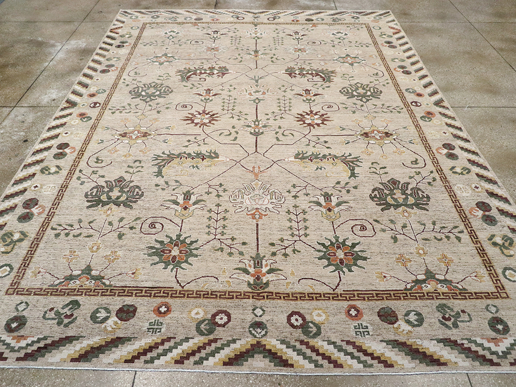 Modern East Turkestan Khotan Room Size Carpet, No.33029 - Gsblank