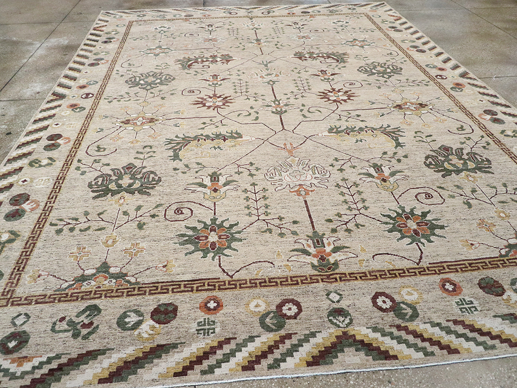 Modern East Turkestan Khotan Room Size Carpet, No.33029 - Gsblank