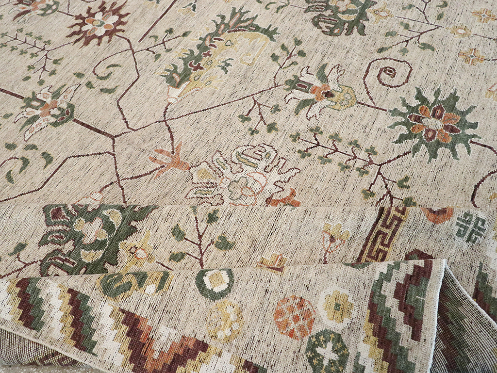 Modern East Turkestan Khotan Room Size Carpet, No.33029 - Gsblank