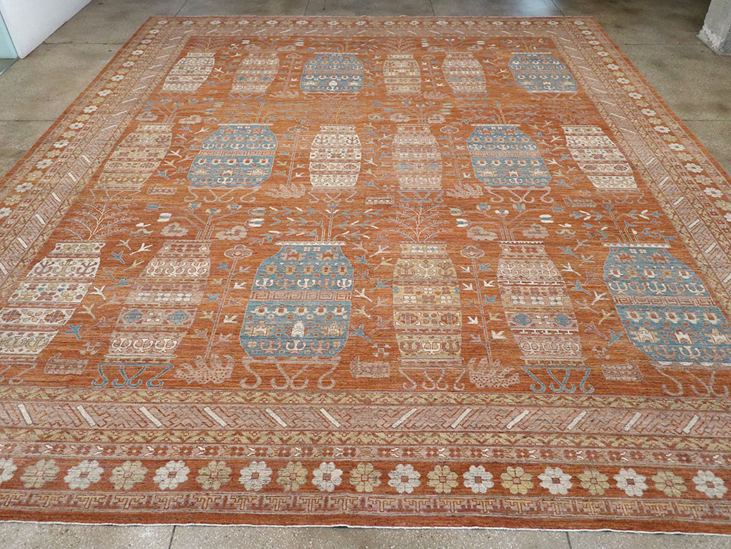 Modern East Turkestan Khotan Vase Pictorial Large Carpet, No.33032 - Gsblank