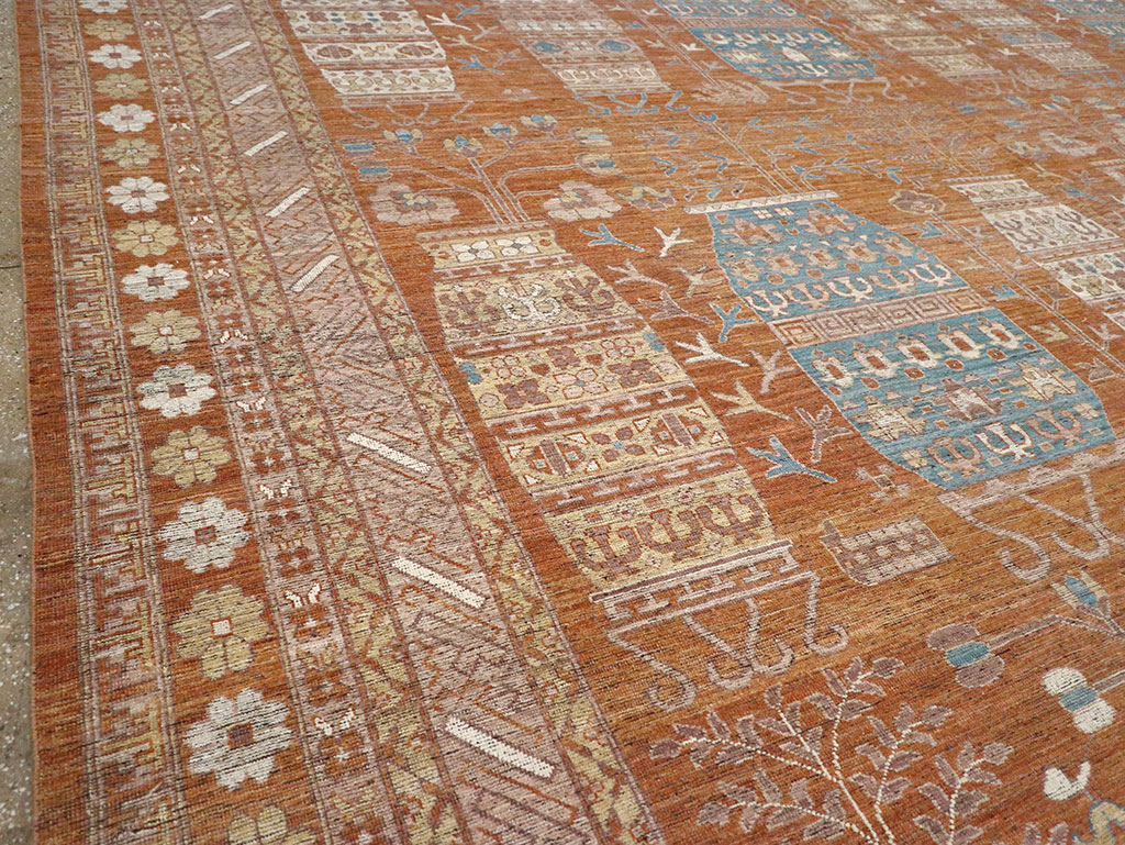 Modern East Turkestan Khotan Vase Pictorial Large Carpet, No.33032 - Gsblank