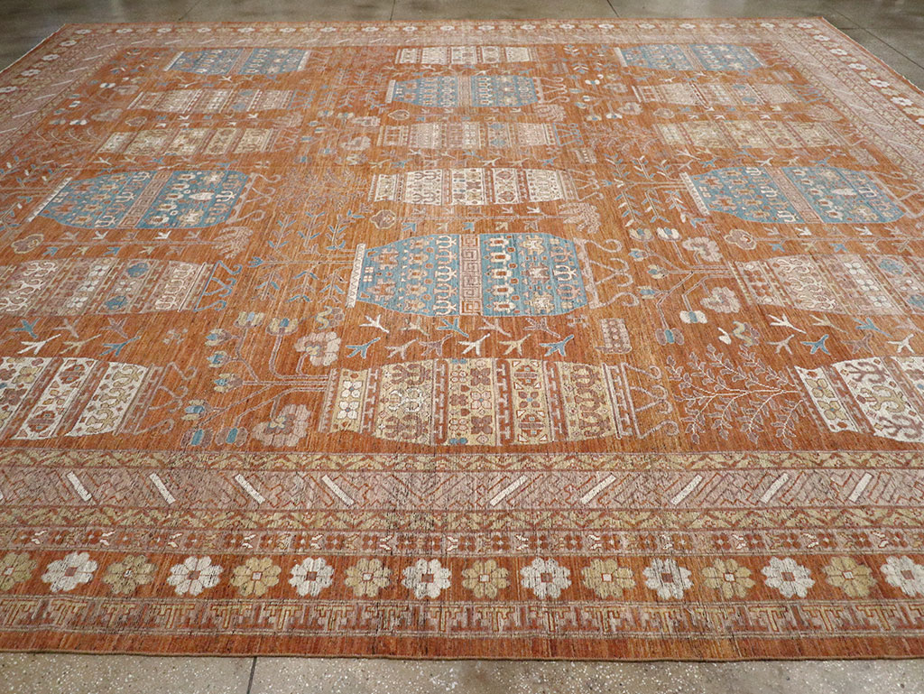 Modern East Turkestan Khotan Vase Pictorial Large Carpet, No.33032 - Gsblank