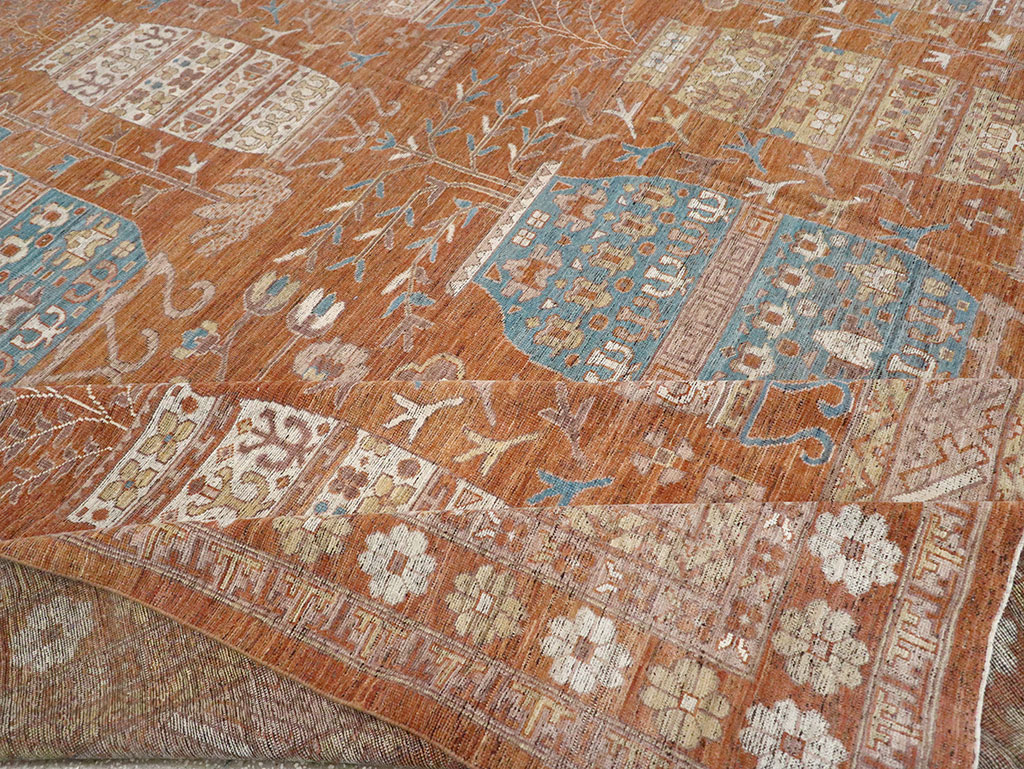 Modern East Turkestan Khotan Vase Pictorial Large Carpet, No.33032 - Gsblank