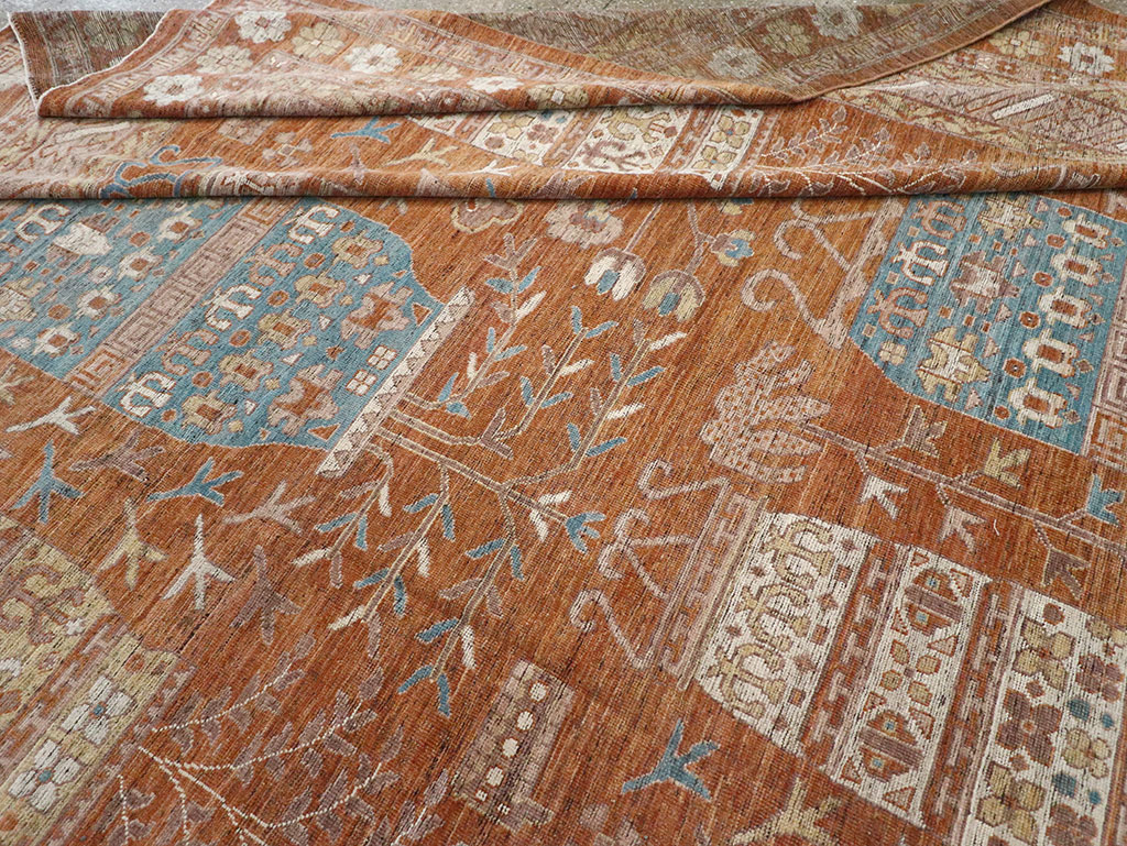 Modern East Turkestan Khotan Vase Pictorial Large Carpet, No.33032 - Gsblank