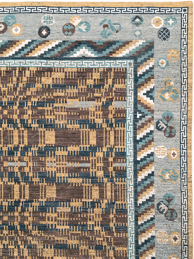 Modern East Turkestan Khotan Room Size Carpet, No.33034 - Gsblank