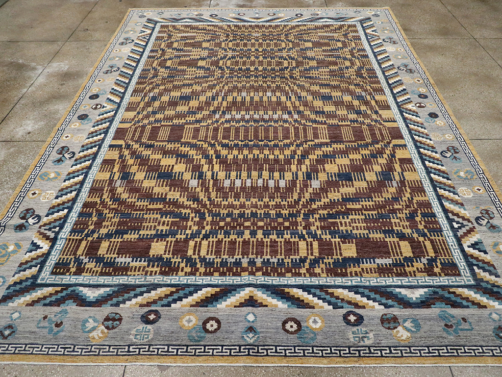Modern East Turkestan Khotan Room Size Carpet, No.33034 - Gsblank