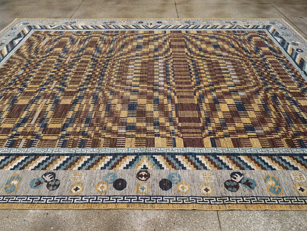 Modern East Turkestan Khotan Room Size Carpet, No.33034 - Gsblank