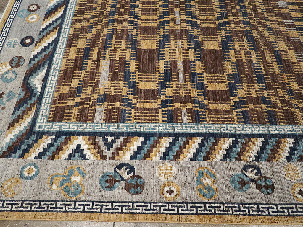 Modern East Turkestan Khotan Room Size Carpet, No.33034 - Gsblank