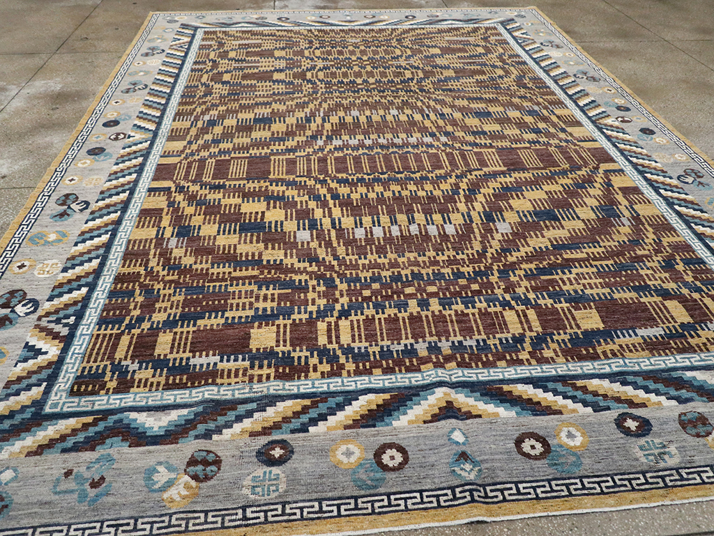 Modern East Turkestan Khotan Room Size Carpet, No.33034 - Gsblank
