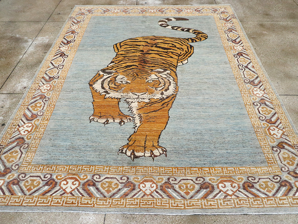 Modern East Turkestan Khotan Pictorial Room Size Carpet, No.33036 - Gsblank