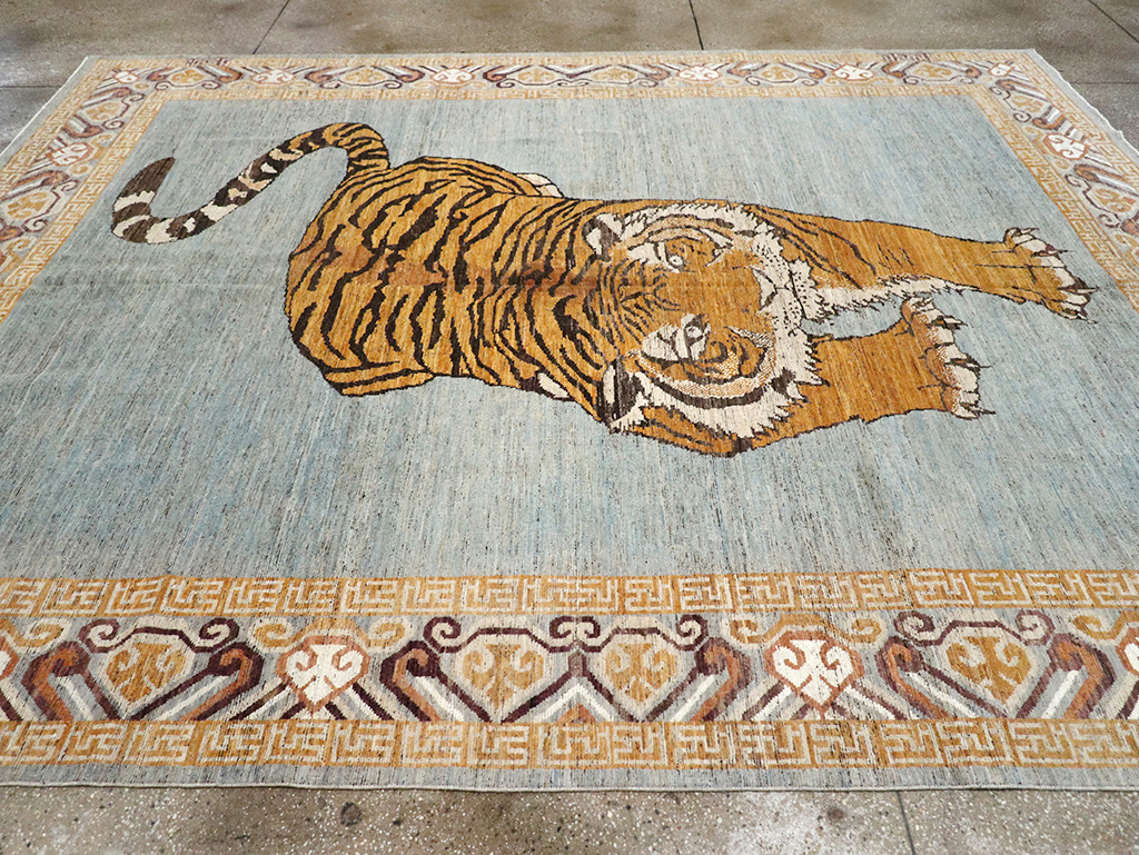 Modern East Turkestan Khotan Pictorial Room Size Carpet, No.33036 - Gsblank