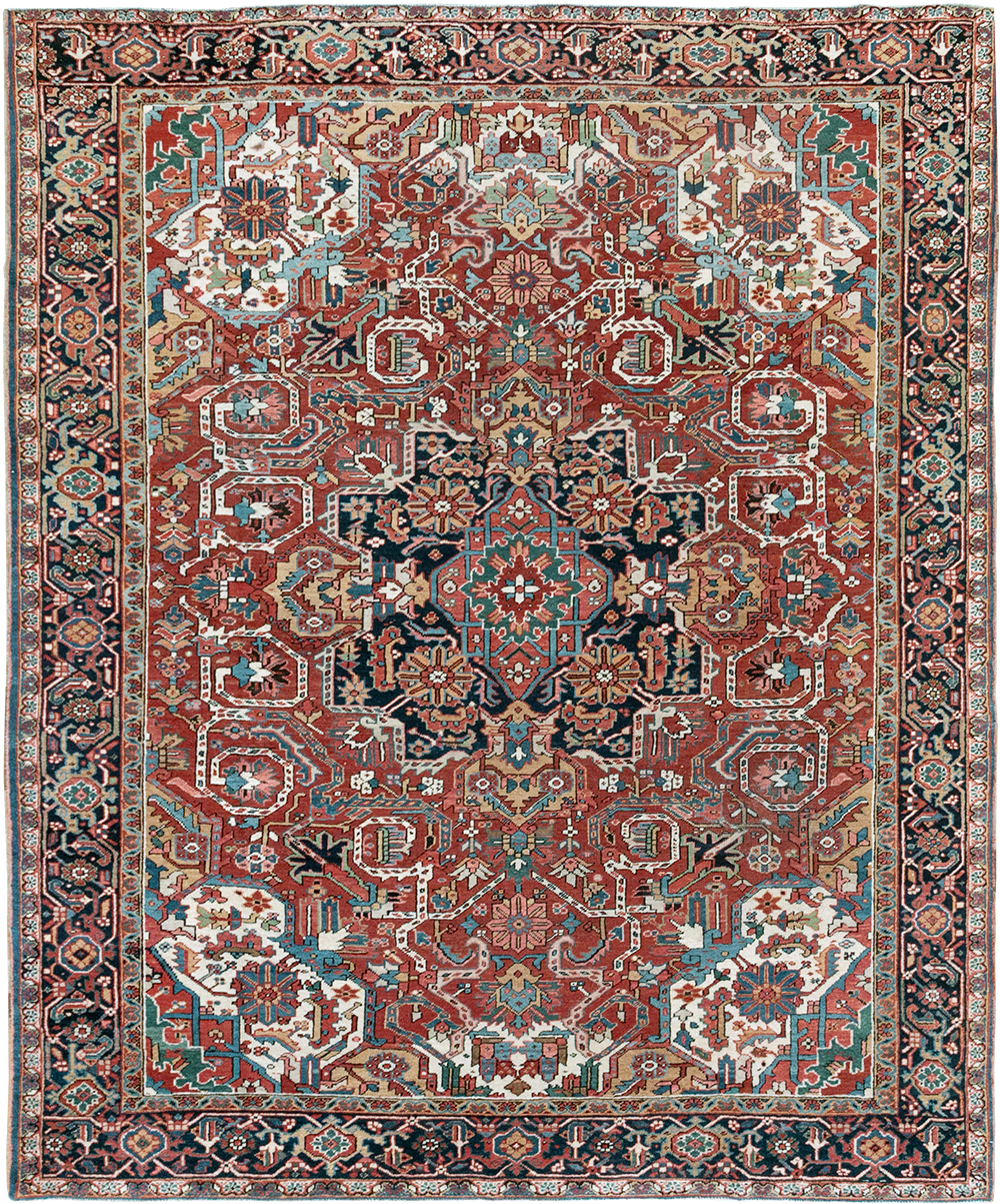 Vintage Persian Heriz Room Size Carpet, No.33042 - Gsblank