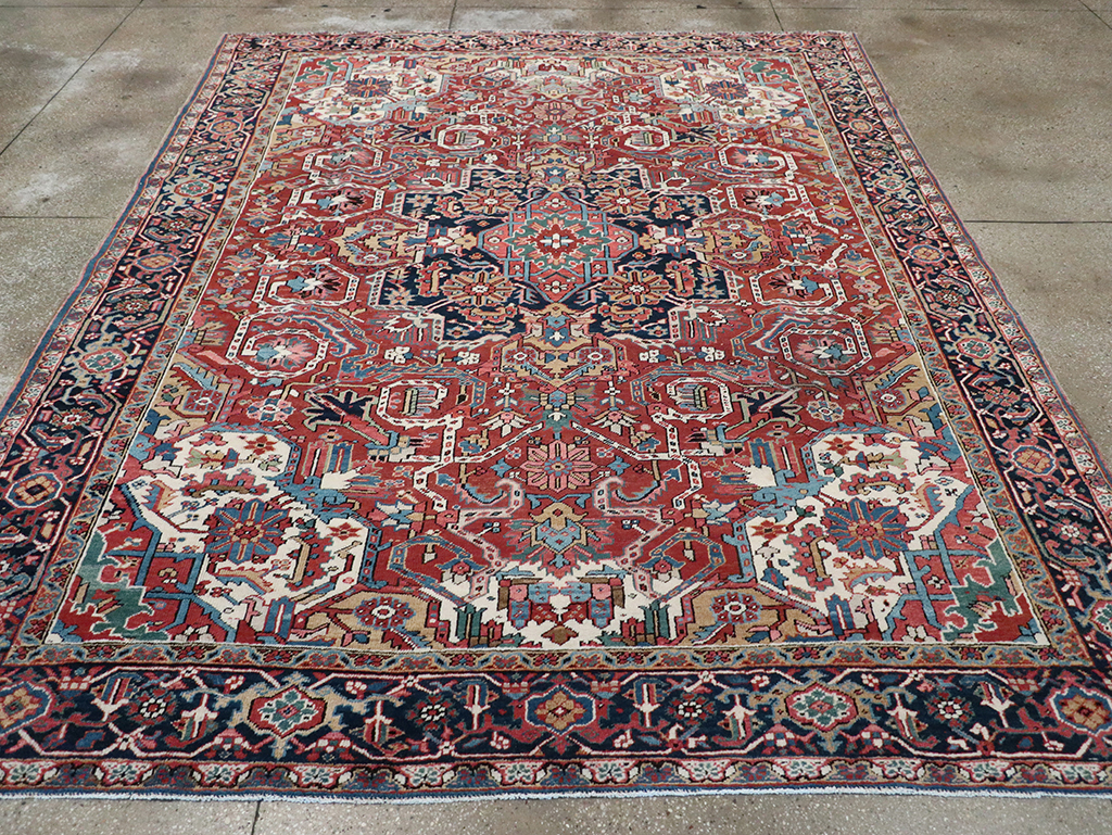 Vintage Persian Heriz Room Size Carpet, No.33042 - Gsblank