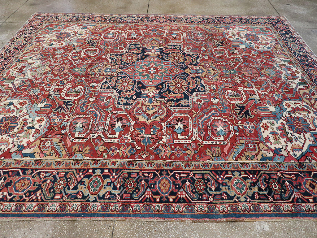 Vintage Persian Heriz Room Size Carpet, No.33042 - Gsblank