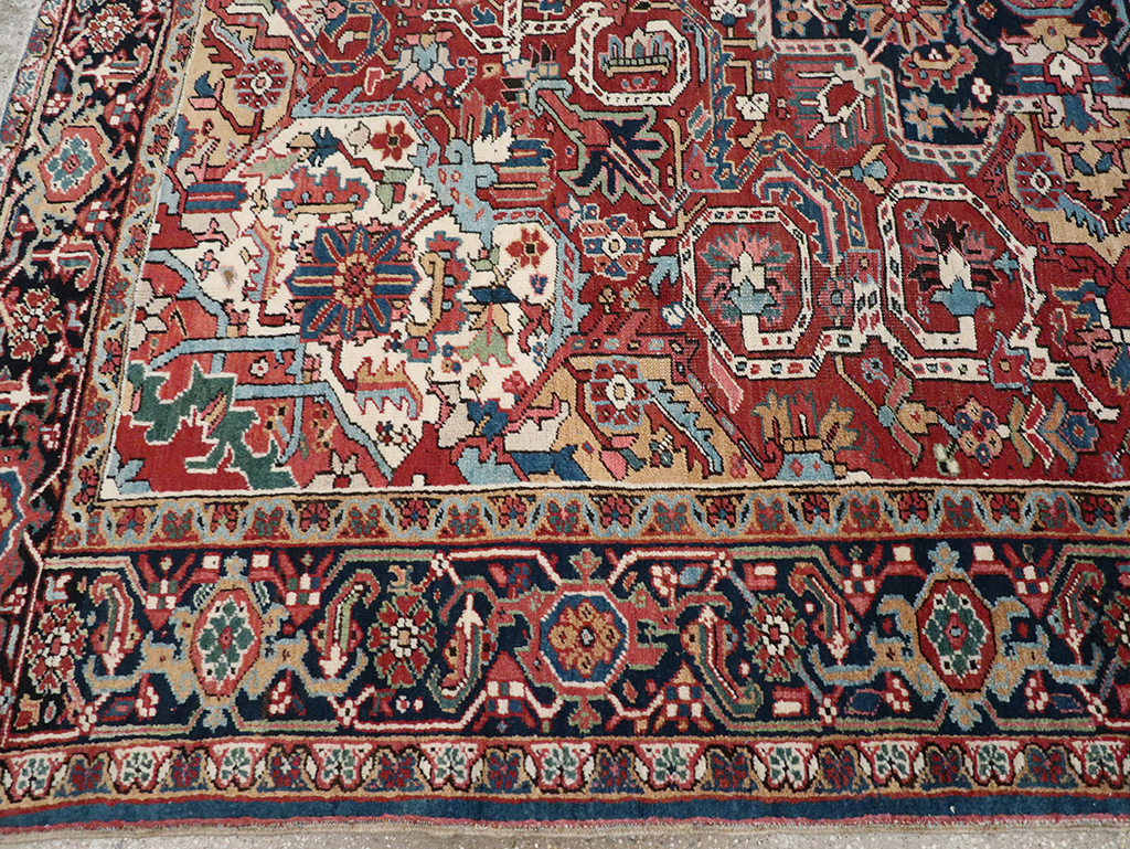 Vintage Persian Heriz Room Size Carpet, No.33042 - Gsblank