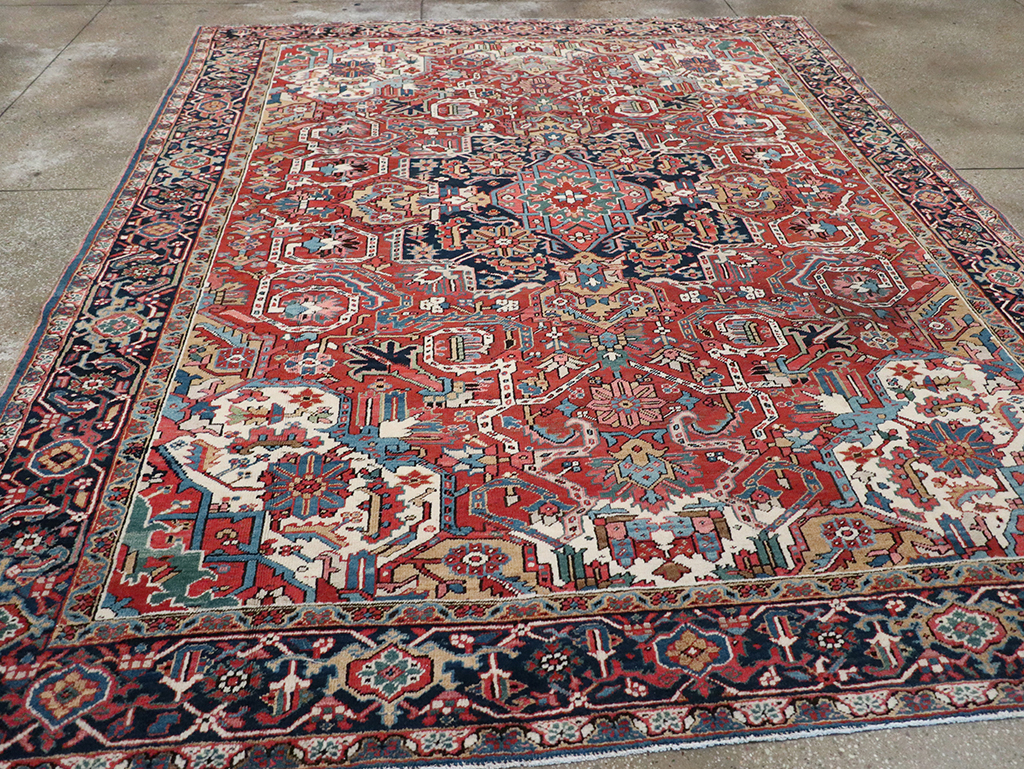 Vintage Persian Heriz Room Size Carpet, No.33042 - Gsblank