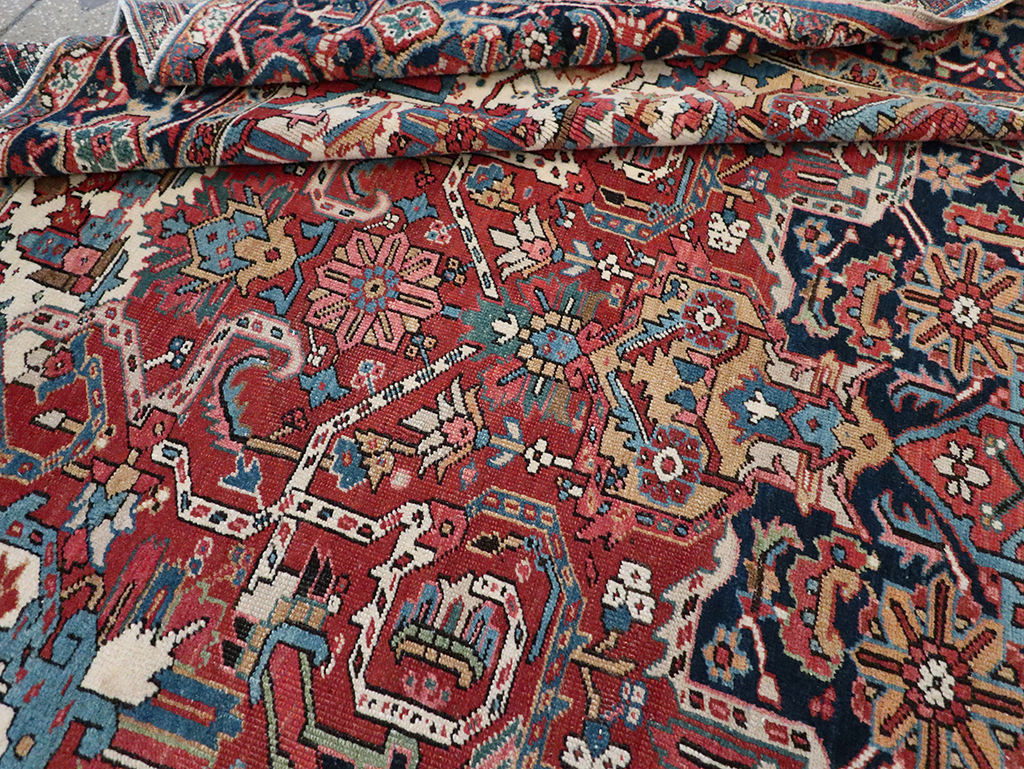 Vintage Persian Heriz Room Size Carpet, No.33042 - Gsblank