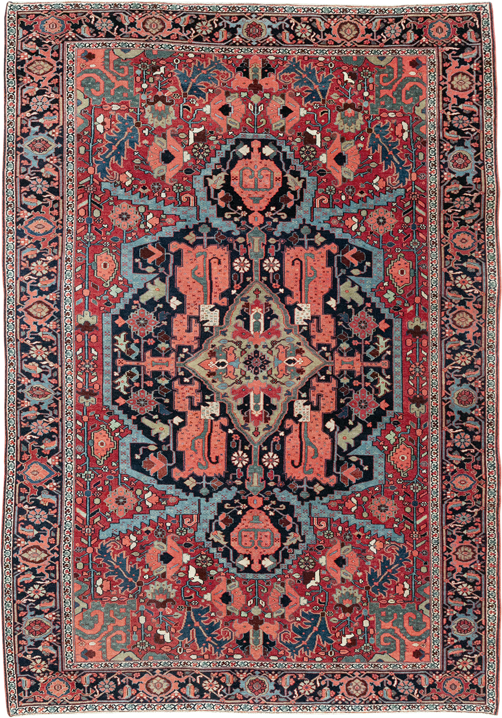 Antique Persian Heriz Accent Rug, No.33044 - Gsblank