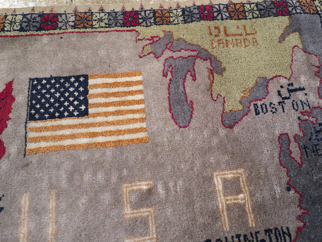 Vintage Afghan Pictorial Map Rug, No.33050 - Gsblank