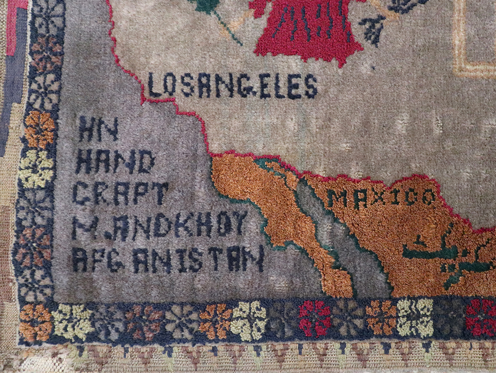 Vintage Afghan Pictorial Map Rug, No.33050 - Gsblank