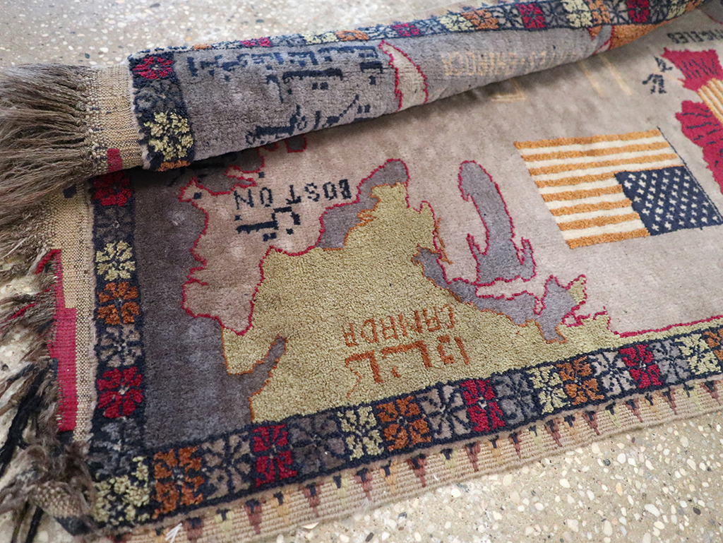 Vintage Afghan Pictorial Map Rug, No.33050 - Gsblank