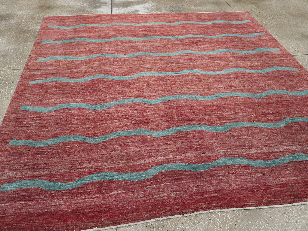 Modern Persian Gabbeh Square Accent Carpet, No.33058 - Gsblank