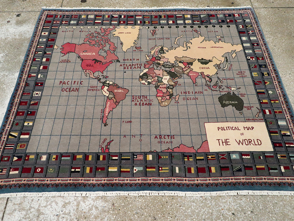 Modern Afghan Pictorial Map Rug, No.33059 - Gsblank