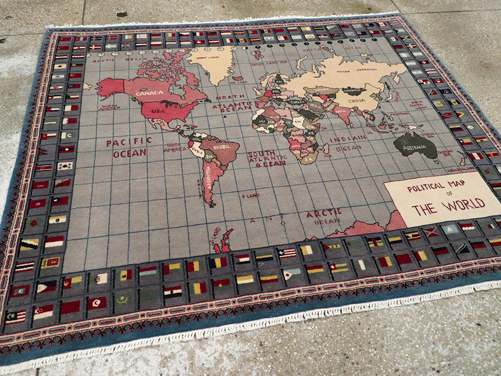 Modern Afghan Pictorial Map Rug, No.33059 - Gsblank