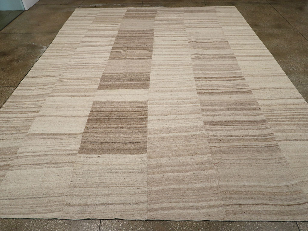 Vintage Turkish Flatweave Kilim Large Room Size Carpet, No.33098 - Gsblank