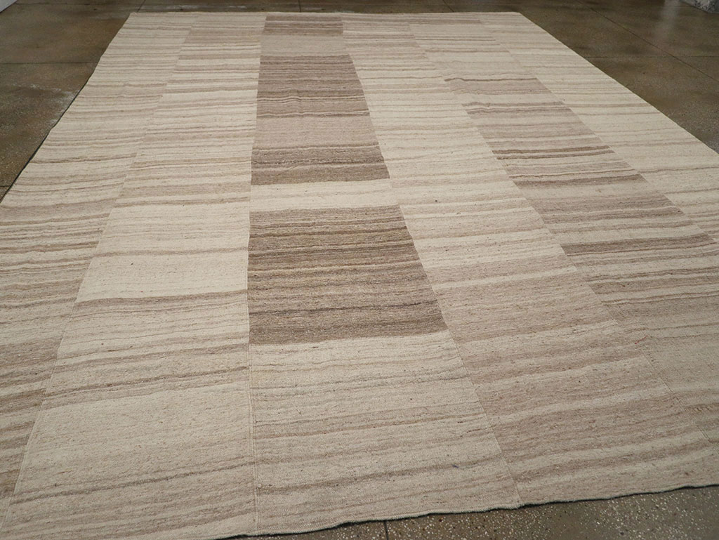 Vintage Turkish Flatweave Kilim Large Room Size Carpet, No.33098 - Gsblank