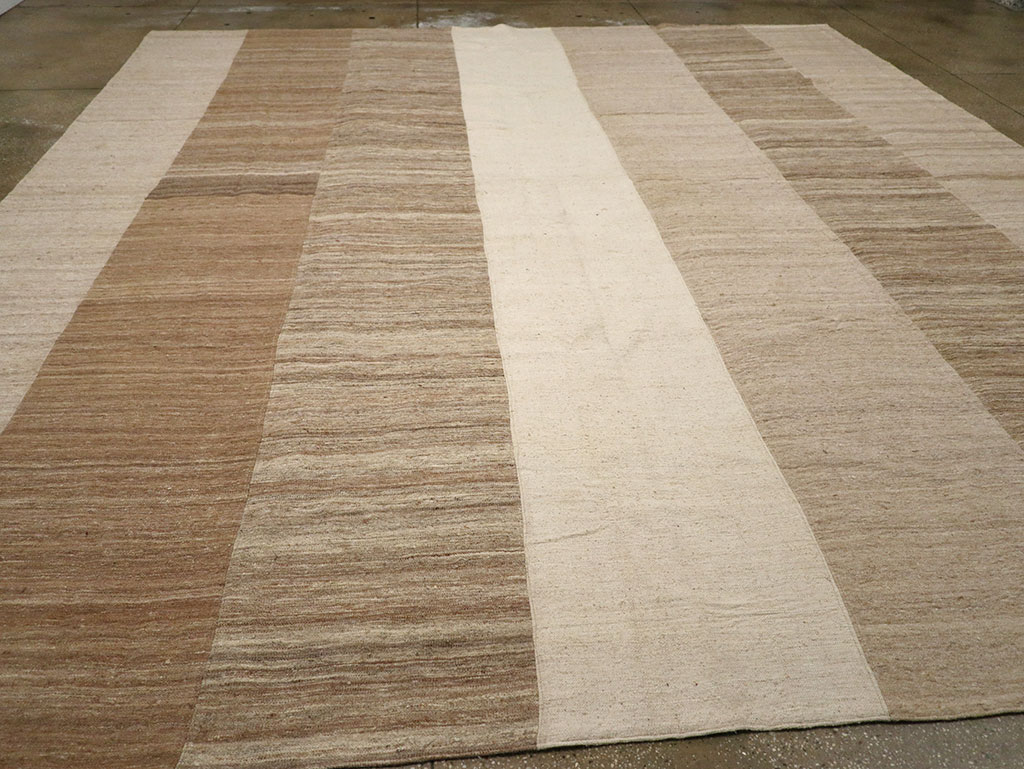 Vintage Turkish Flatweave Kilim Large Square Room Size Carpet, No.33101 - Gsblank