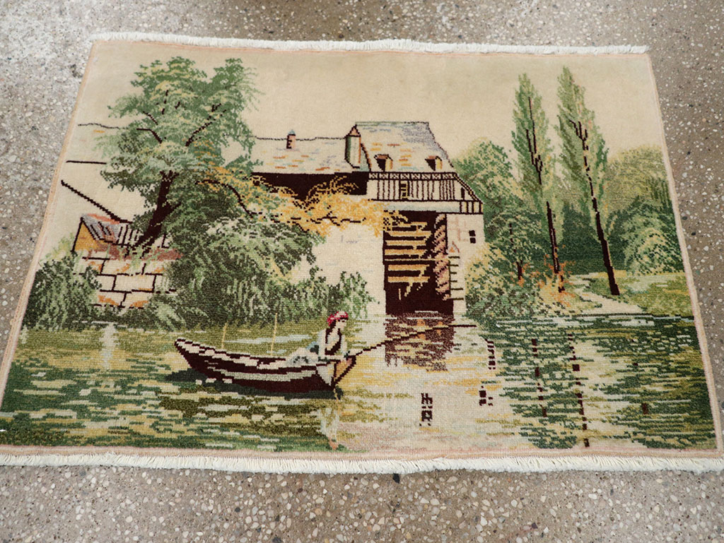 Vintage Persian Tabriz Pictorial Rug, No.33122 - Gsblank