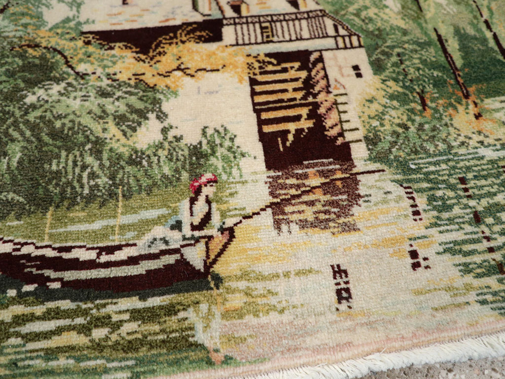 Vintage Persian Tabriz Pictorial Rug, No.33122 - Gsblank